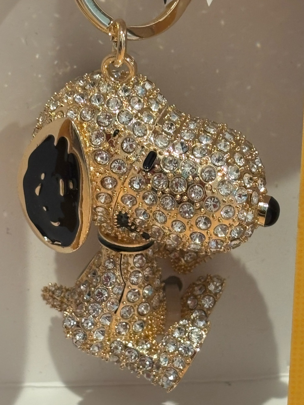NIB Peanuts Snoopy gold and Black Bag Charm/ keychain